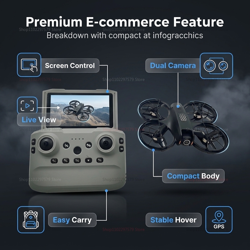 2026 New M5 Mini Drone 2.4inch - Drone Video Production ulasan dan harga