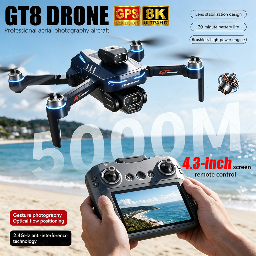 NEW GT8 HD RC Drone 4K Profess - Drone Video Production ulasan dan harga